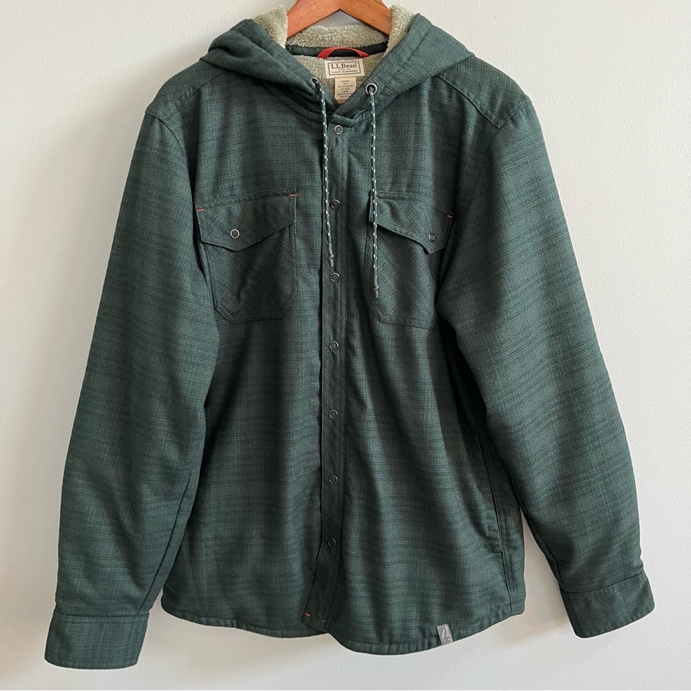 L.L. Bean Green Hooded Shirt Jacket